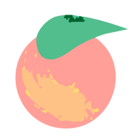 hand-drawn peach icon with pastel peach, orange and light green tones
