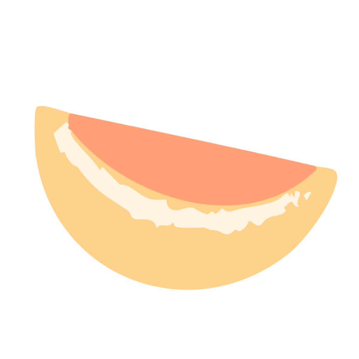 hand-drawn orange slice icon with pastel orange tones